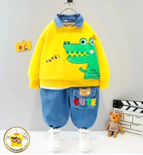 بلوز و شلوار جین تمساح بچگانه