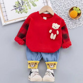 بلوز خرسی و شلوار جین بچگانه