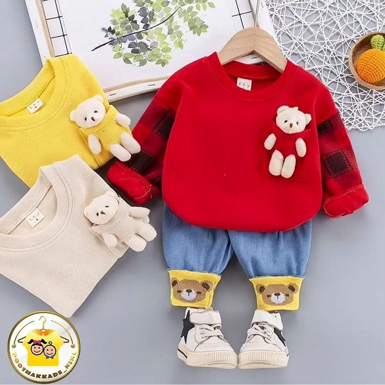 بلوز خرسی و شلوار جین بچگانه