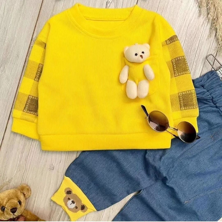 بلوز خرسی و شلوار جین بچگانه 077