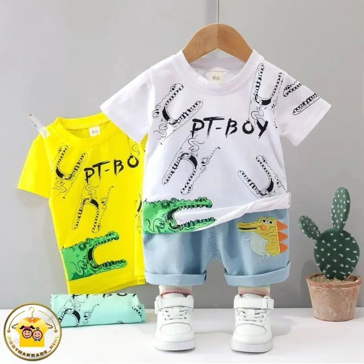 تیشرت و شلوارک فانتزی بچگانه طرح تمساح