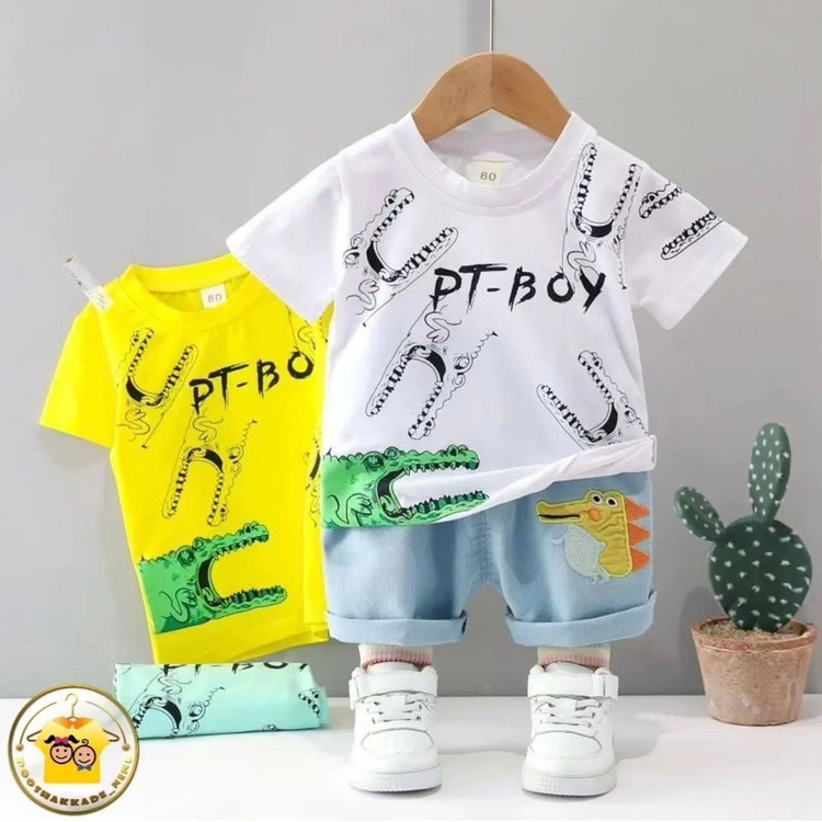 تیشرت و شلوارک فانتزی بچگانه طرح تمساح