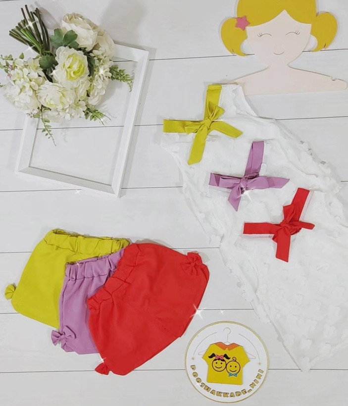 تاپ و شلوارک حریر دخترانه 100