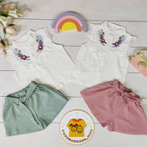 تاپ شلوارک گلدوزی دخترانه