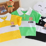 ست تیشرت یقه دار و شلوارک جین بچگانه مدل خرسی