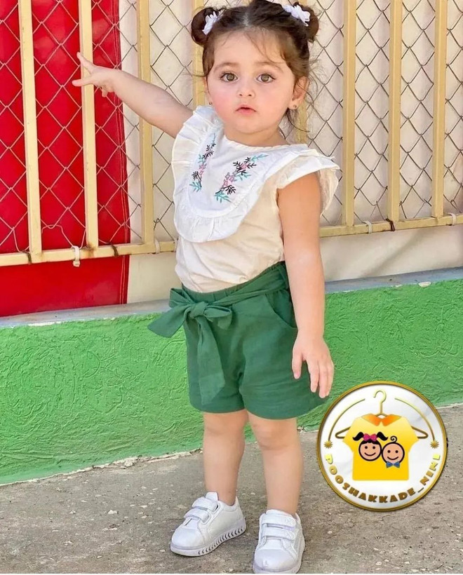 تاپ گلدوزی و شلوارک دخترانه 133