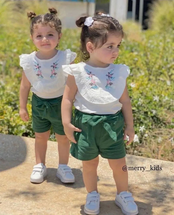 تاپ گلدوزی و شلوارک دخترانه 133