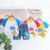 ست تیشرت و شلوارک بچگانه مدل دایناسور فضانورد