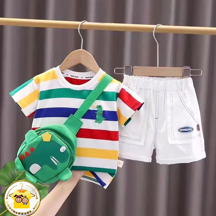 ست سه تکه تیشرت و شلوارک و کیف دراگون