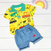 ست بلوز و شلوارک ماشینی بچگانه