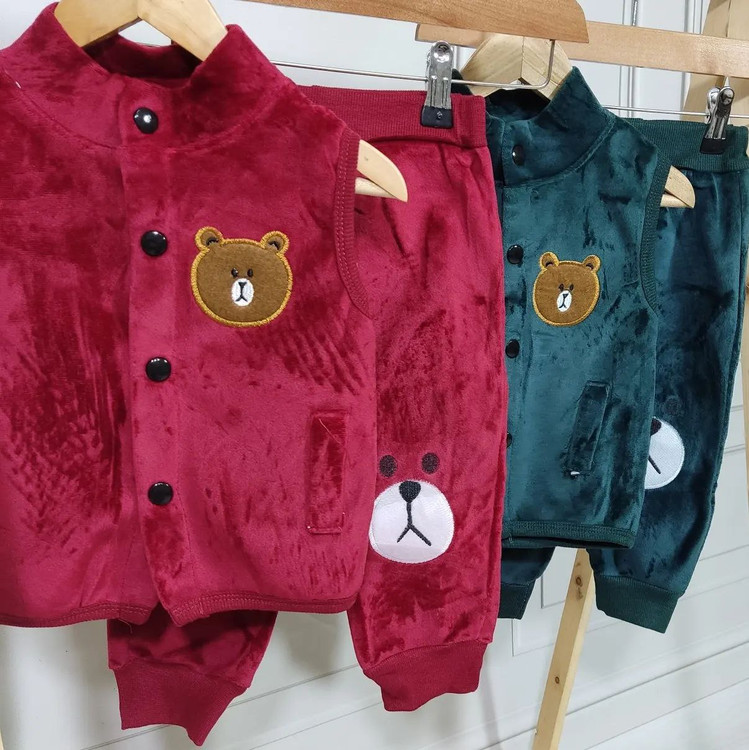 ست جلیقه و شلوار مخمل خرسی