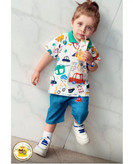 ست تیشرت شلوارک ماشینی بچگانه