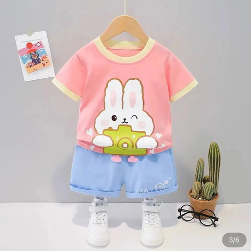 تیشرت شلوارک خرگوش پادار دخترانه بچگانه