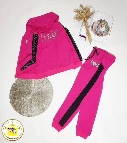 ست گرمکن سوییشرت و شلوار دخترانه مدل D&G